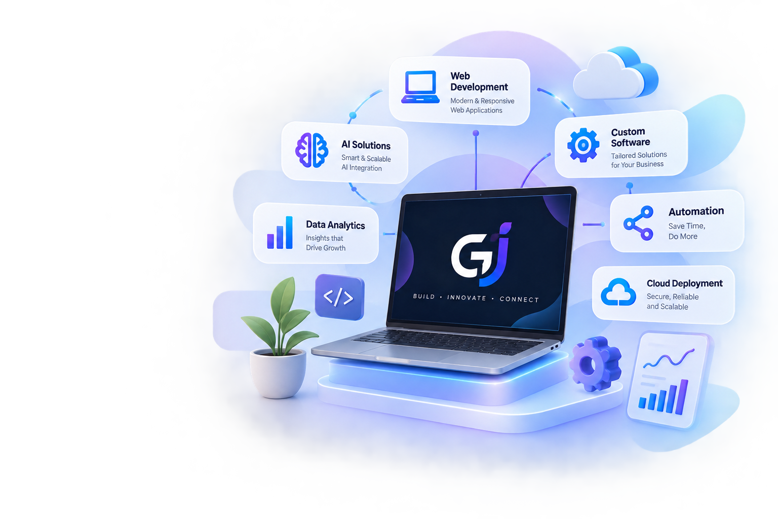 Technology services and digital solutions illustration